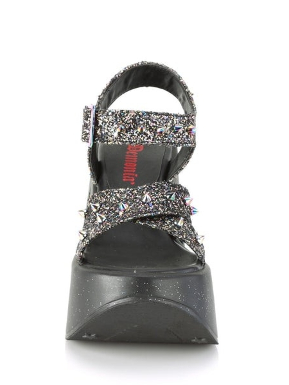 Demonia Dynamite Sandals - Black Glitter Platform Sandals with Studs - Womens 10 - Picture 5 of 11